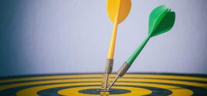 Two color dart with target arrows ,business concept of target ma
